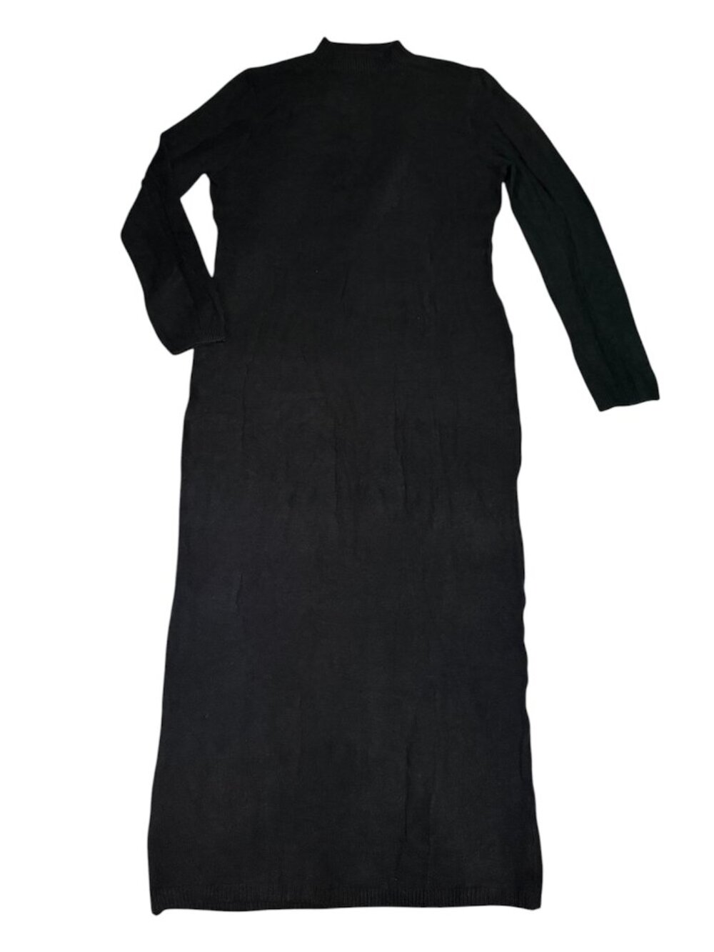 PLT Plus Minimalist Black Soft Knit Open Back Long Sleeve Maxi Dress Size XXXL